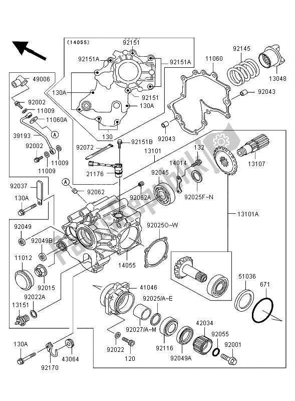 Tutte le parti per il Ingranaggio Conico Anteriore del Kawasaki VN 1500 Mean Streak 2002