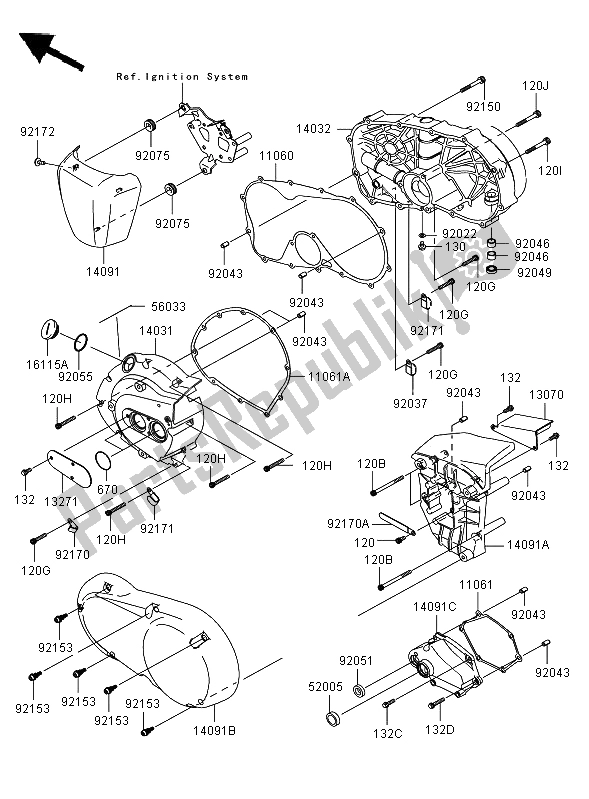 Toutes les pièces pour le Couvercles De Moteur du Kawasaki VN 900 Classic 2006