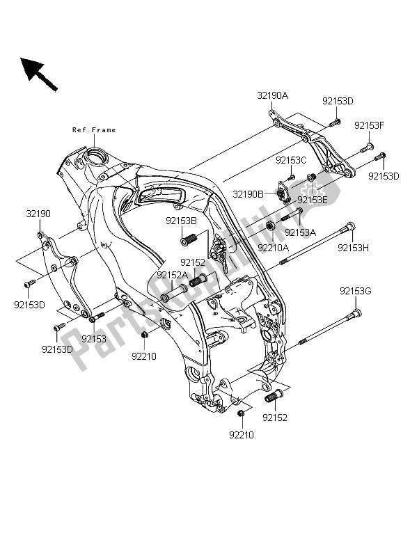 Alle onderdelen voor de Motorsteun van de Kawasaki Ninja ZX 10R 1000 2006