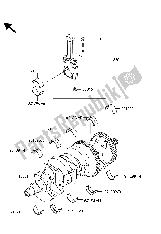 All parts for the Crankshaft of the Kawasaki Z 1000 SX 2013