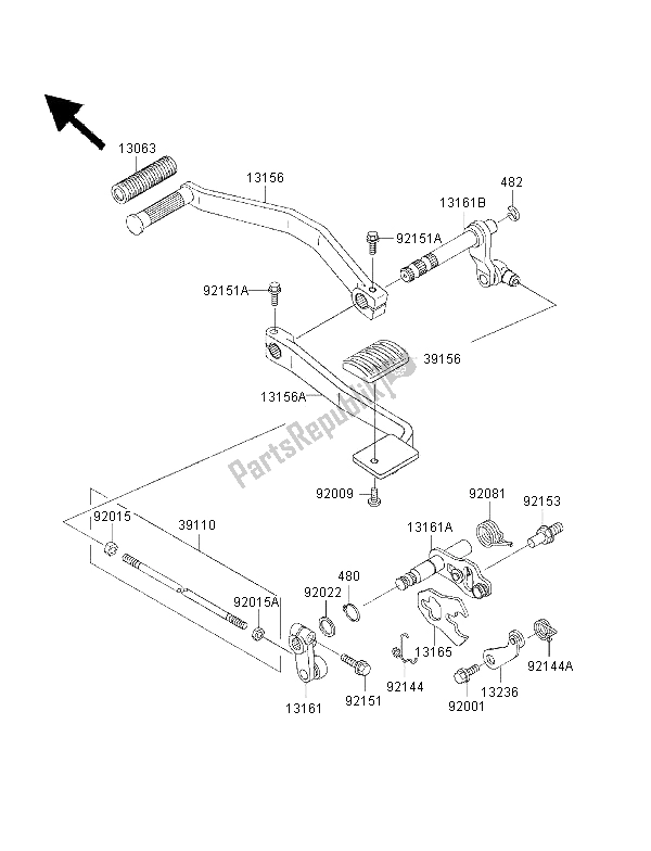 All parts for the Gear Change Mechanism of the Kawasaki VN 1500 Classic Tourer FI 2001