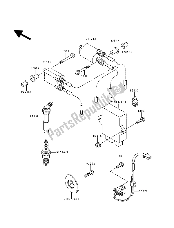 Todas as partes de Sistema De Ignição do Kawasaki ZZ R 600 1994