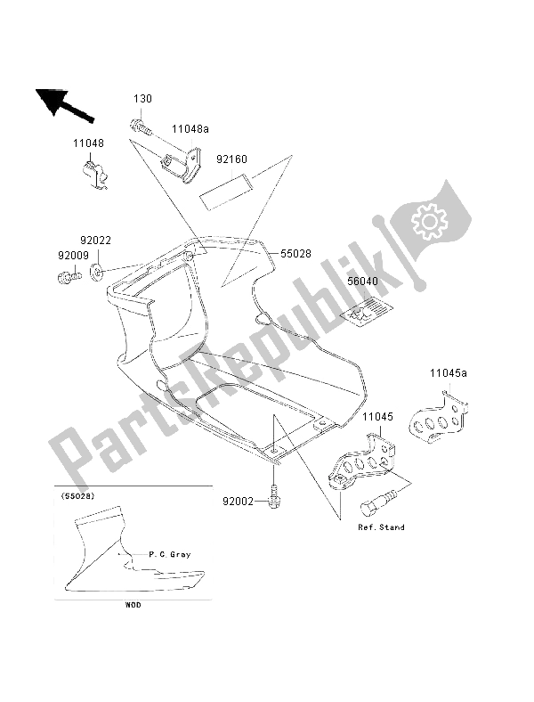 Alle onderdelen voor de Motorkap Zakt van de Kawasaki GPZ 500S 2002