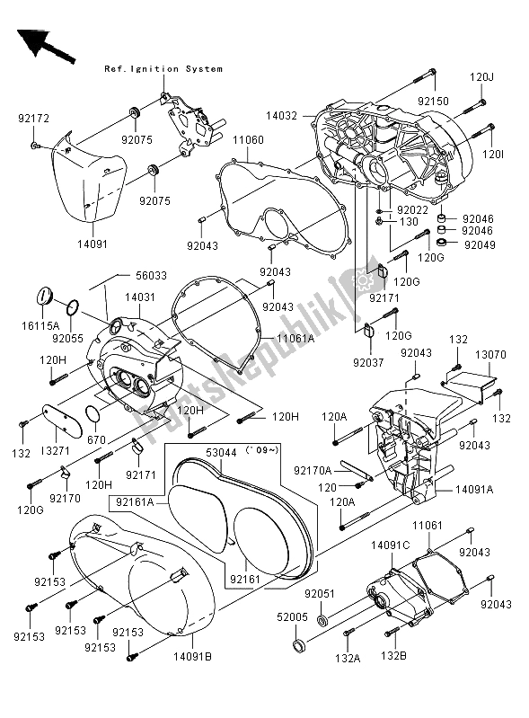 All parts for the Engine Covers of the Kawasaki VN 900 Classic 2009