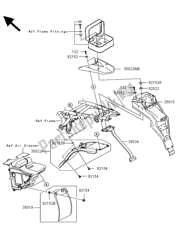 All parts for the Rear Fender(s) of the Kawasaki D Tracker 125 2013