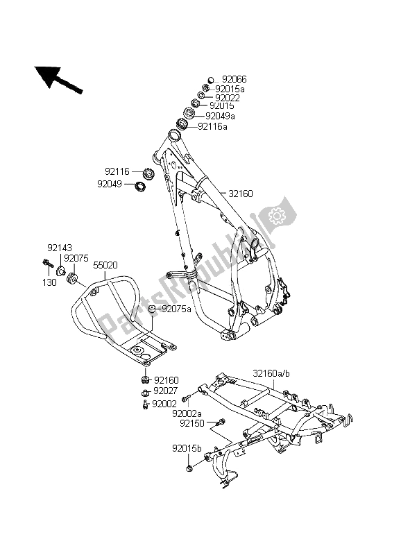 All parts for the Frame of the Kawasaki KLR 650 1995