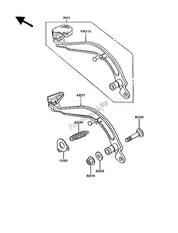 Toutes les pièces pour le Pédale De Frein du Kawasaki KMX 200 1989