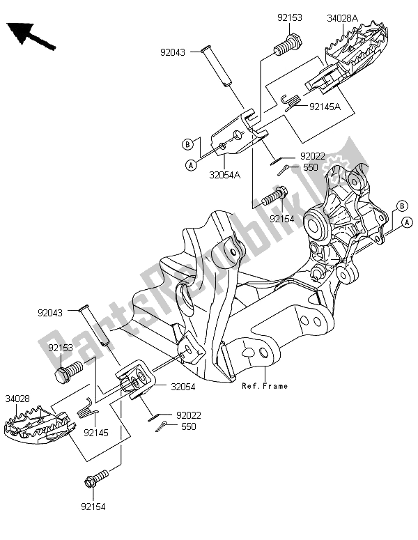 All parts for the Footrests of the Kawasaki KX 250 2013