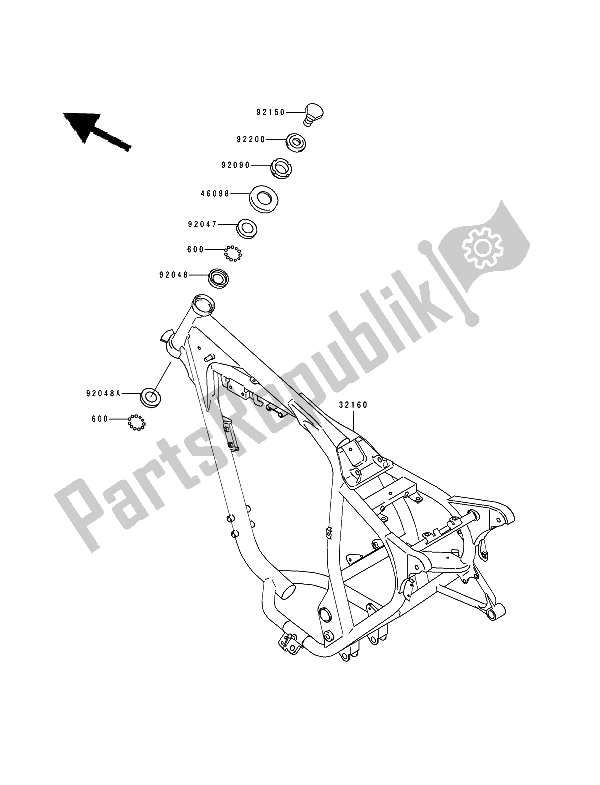 Tutte le parti per il Telaio del Kawasaki Estrella 250 1994