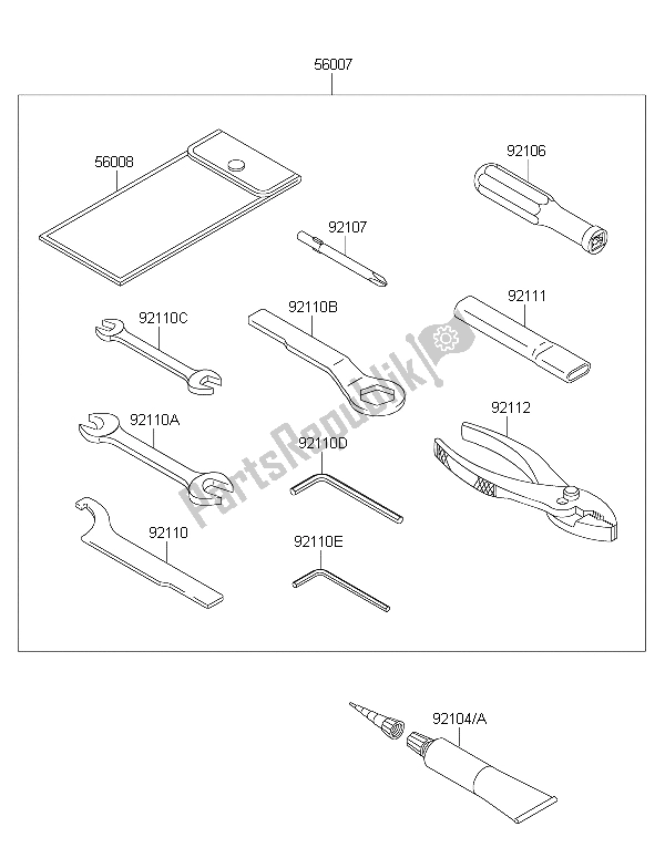 All parts for the Owners Tools of the Kawasaki Ninja 300 2015