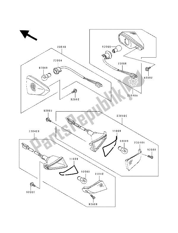 Toutes les pièces pour le Clignotant du Kawasaki ZZ R 600 1991