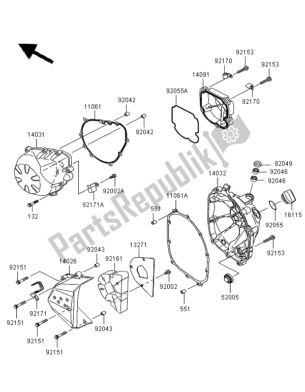 Tutte le parti per il Coperchio Del Motore del Kawasaki Z 750 2012 Tutte le parti per il Coperchio Del Motore del Kawasaki Z 750 2012