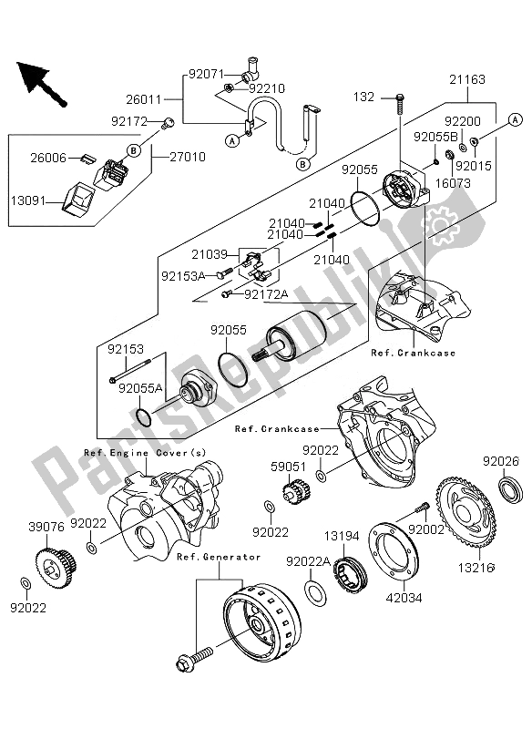 Tutte le parti per il Motorino Di Avviamento del Kawasaki KLX 250 2010