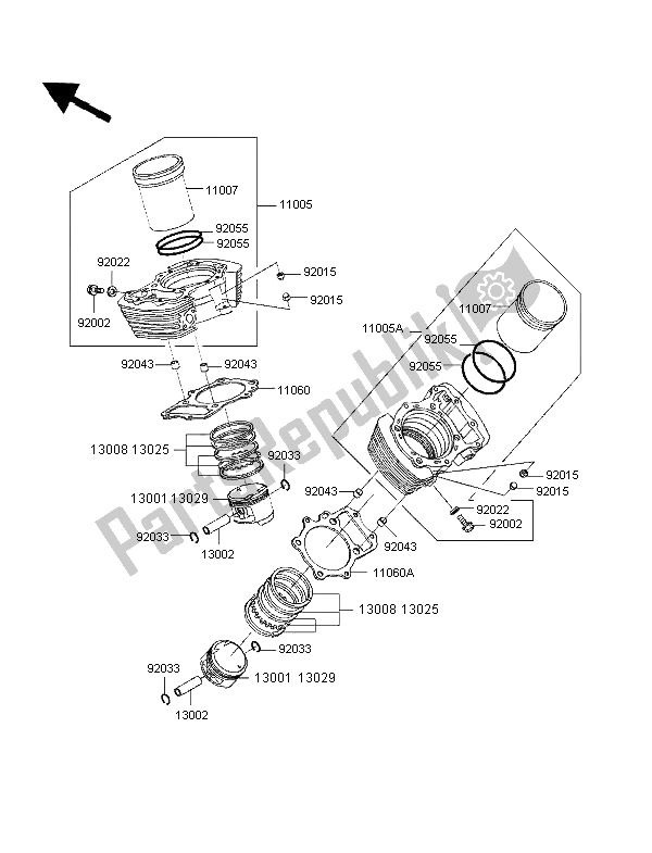 All parts for the Cylinder & Piston(s) of the Kawasaki VN 1500 Classic 1997