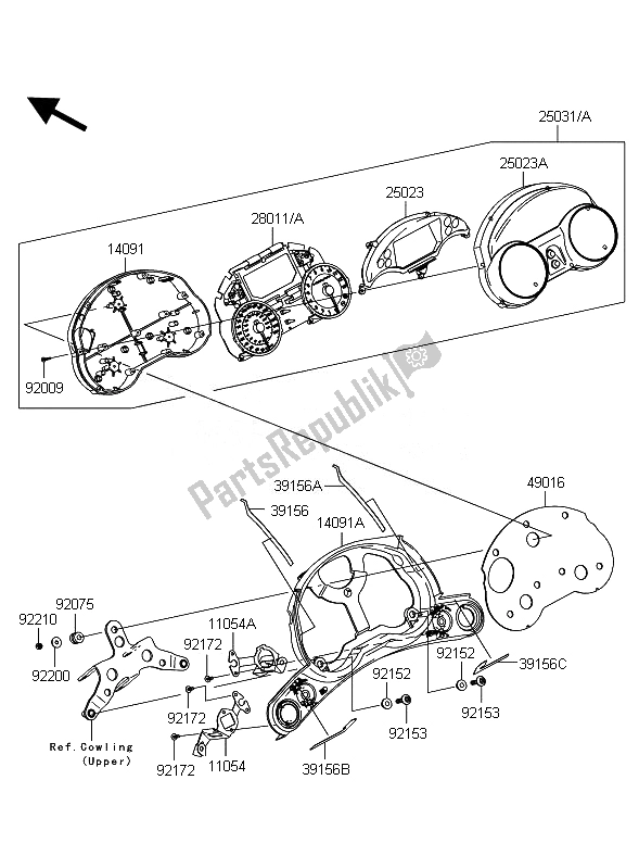 All parts for the Meter of the Kawasaki 1400 GTR ABS 2010