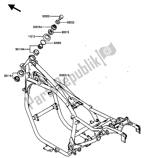 Alle onderdelen voor de Kader van de Kawasaki ZL 600 1986