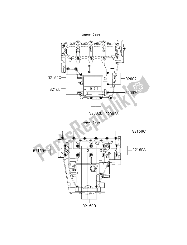 All parts for the Crankcase Bolt Pattern of the Kawasaki Ninja ZX 6R 600 1996