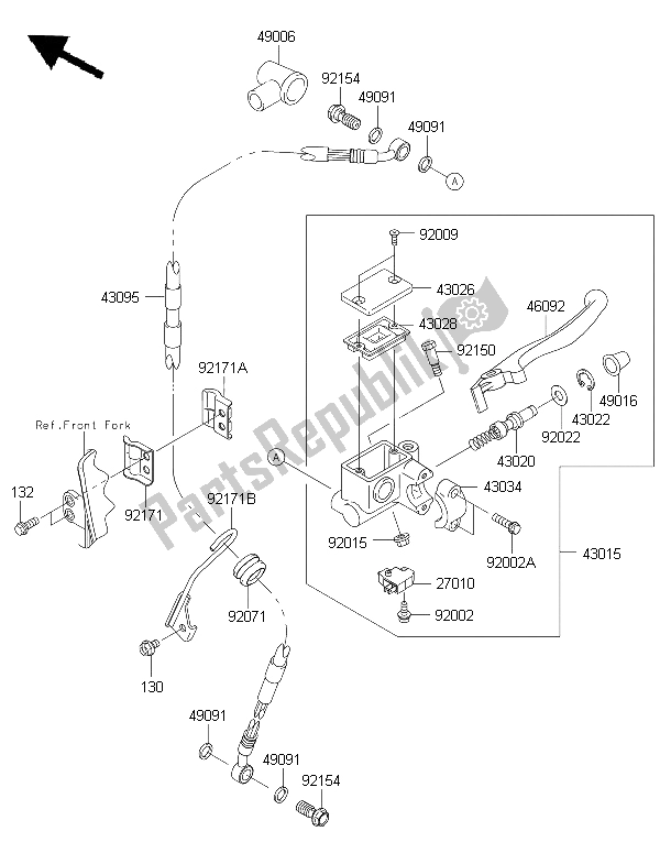 Tutte le parti per il Pompa Freno Anteriore del Kawasaki KLX 250 2015