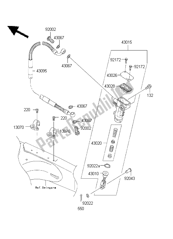 Toutes les pièces pour le Maître-cylindre Arrière du Kawasaki KX 250 2003