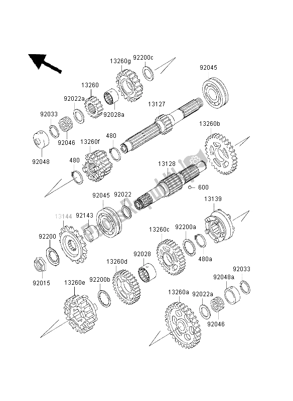 All parts for the Transmission of the Kawasaki ZRX 1200 2003