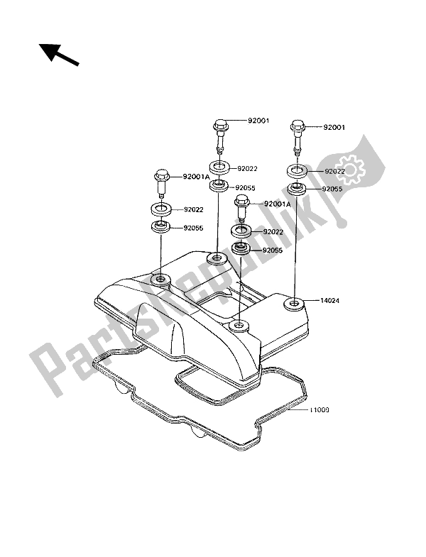 Todas las partes para Cubierta De Tapa De Cilindro de Kawasaki KLR 600 1992