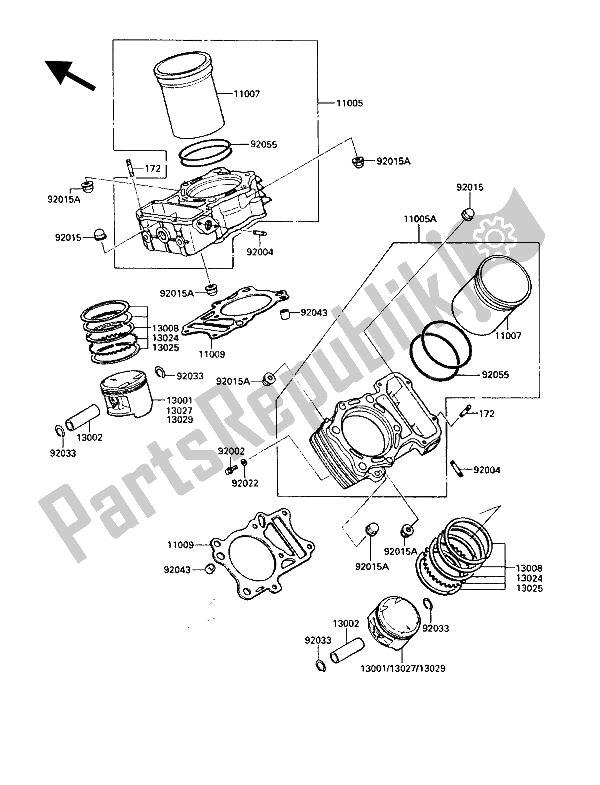 Tutte le parti per il Cilindro E Pistone del Kawasaki VN 750 Twin 1986