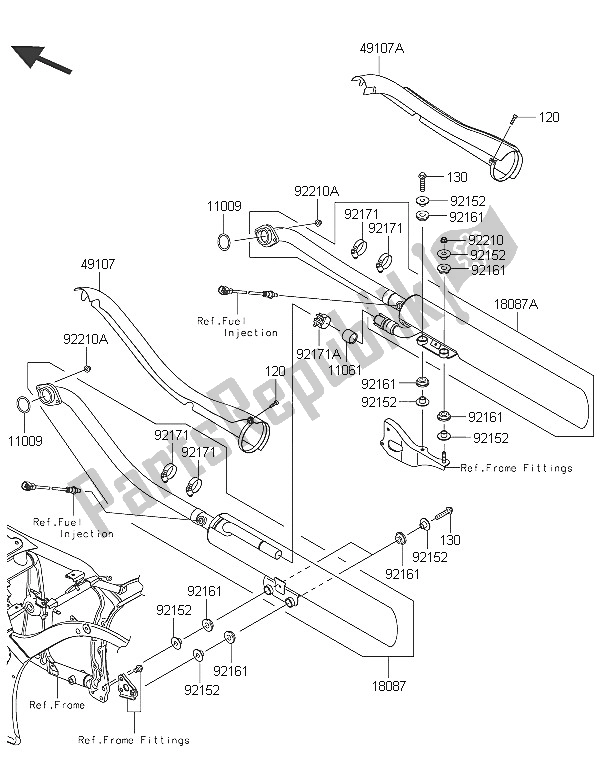 All parts for the Muffler(s) of the Kawasaki Vulcan 900 Custom 2016