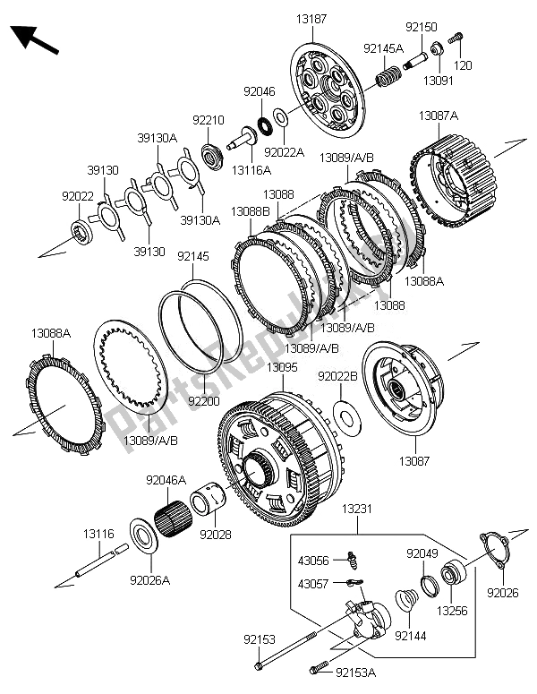 All parts for the Clutch of the Kawasaki ZZR 1400 ABS 2014