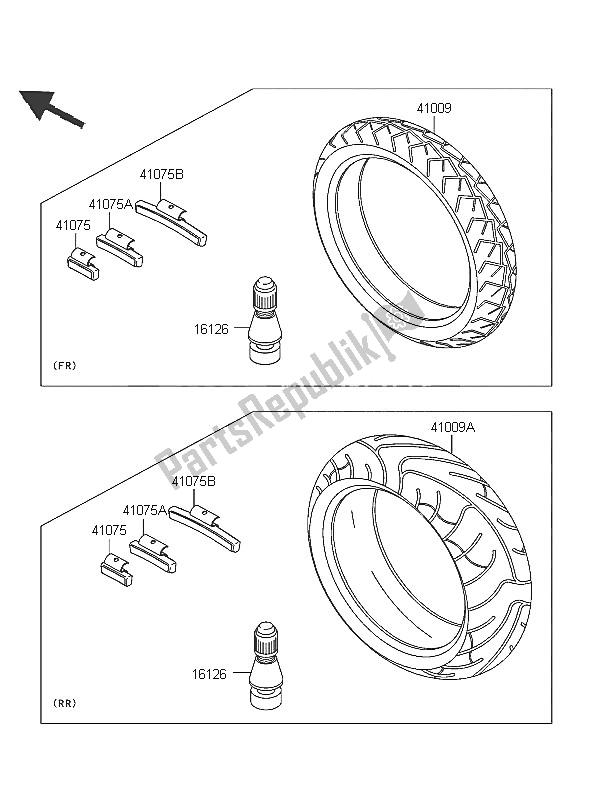 All parts for the Tires of the Kawasaki ZRX 1200R 2005