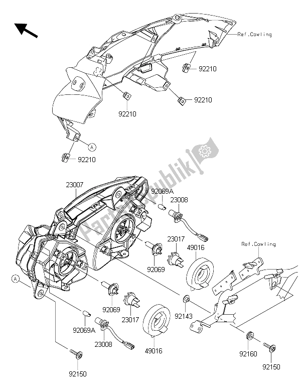 Todas las partes para Faro (s) de Kawasaki ER 6F ABS 650 2015