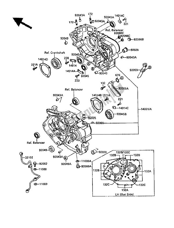 Tutte le parti per il Carter del Kawasaki KLR 650 1987