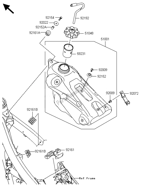 Tutte le parti per il Serbatoio Di Carburante del Kawasaki KX 450F 2014