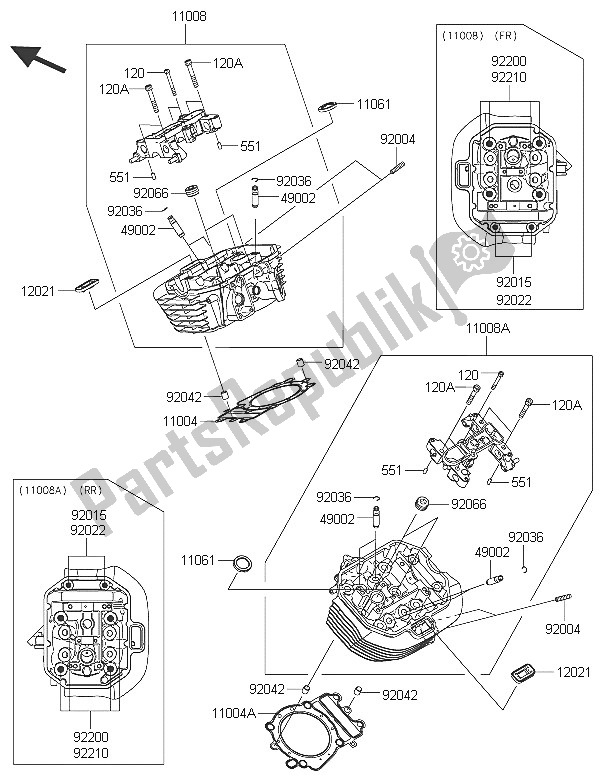 Tutte le parti per il Testata del Kawasaki Vulcan 1700 Voyager ABS 2016