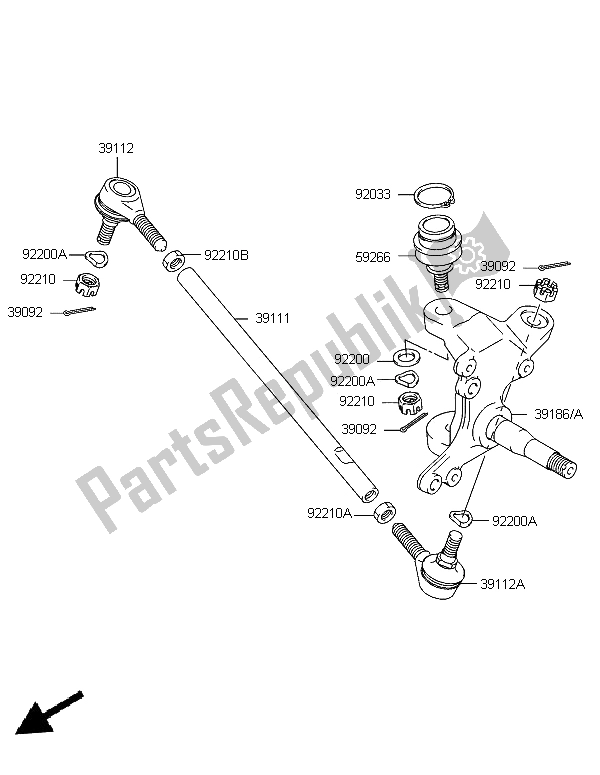 All parts for the Knuckle Arm of the Kawasaki KFX 400 2006