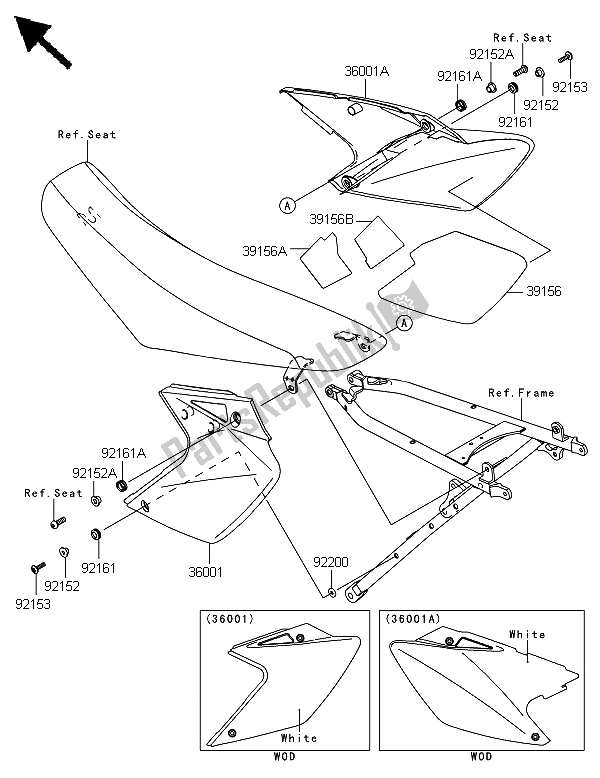 All parts for the Side Covers of the Kawasaki KLX 450 2013