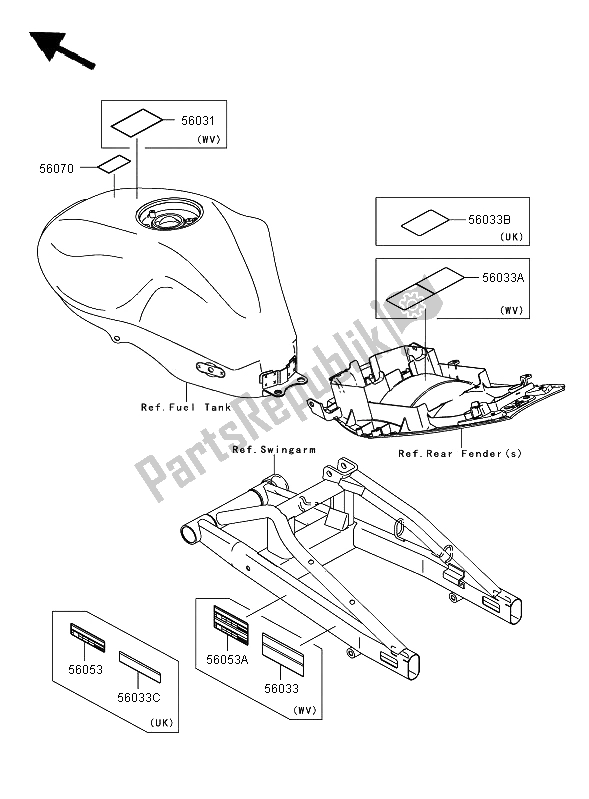 All parts for the Labels of the Kawasaki ER 6F ABS 650 2008