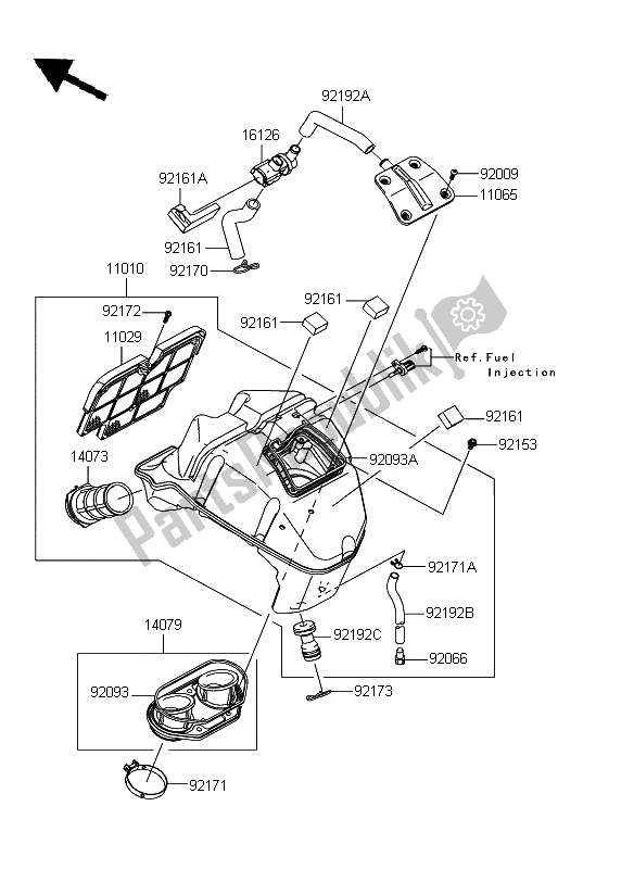 All parts for the Air Cleaner of the Kawasaki ER 6N ABS 650 2010