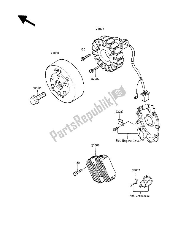 All parts for the Generator of the Kawasaki GPX 600R 1989