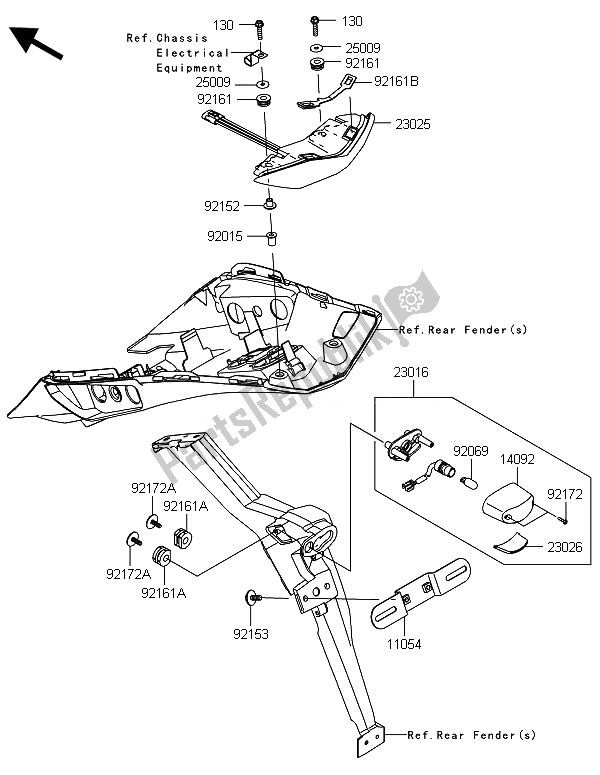 Tutte le parti per il Luci Posteriori) del Kawasaki ZX 1000 SX ABS 2014