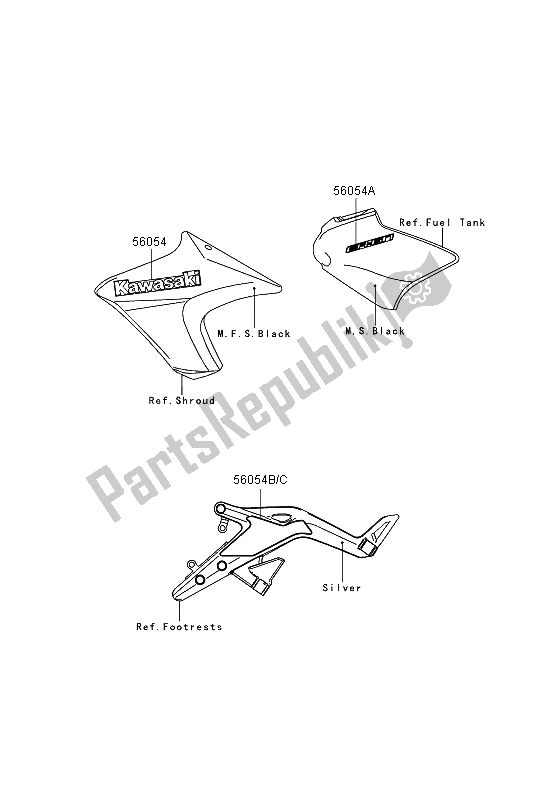 Tutte le parti per il Decalcomanie (m. F. S. Black) del Kawasaki ER 6N 650 2013