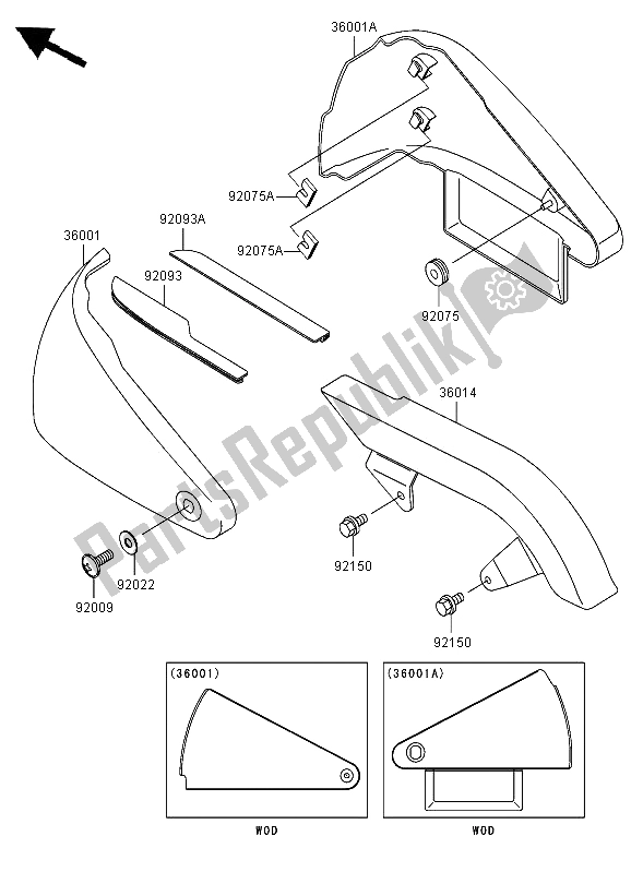 All parts for the Side Covers & Chain Cover of the Kawasaki VN 800 Classic 2006