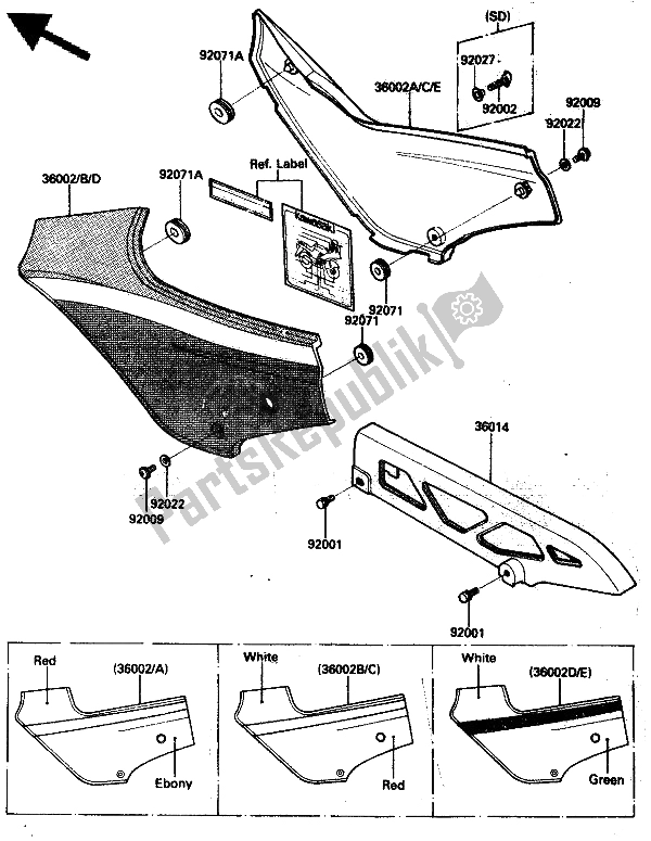 Tutte le parti per il Coperchio Laterale E Custodia A Catena del Kawasaki GPZ 600 1985