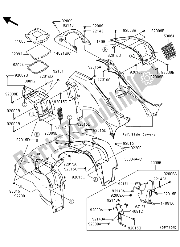 All parts for the Front Fender of the Kawasaki KVF 750 4X4 2009