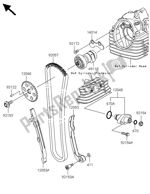 Tutte le parti per il Albero A Camme E Tenditore del Kawasaki KLX 125 2013