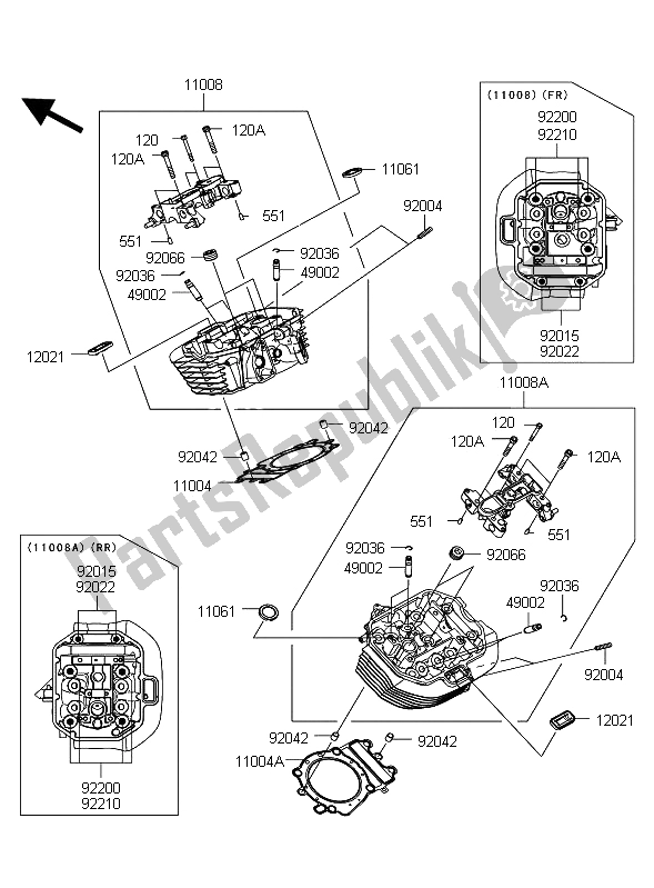 Todas las partes para Cabeza De Cilindro de Kawasaki VN 1700 Classic Tourer ABS 2012