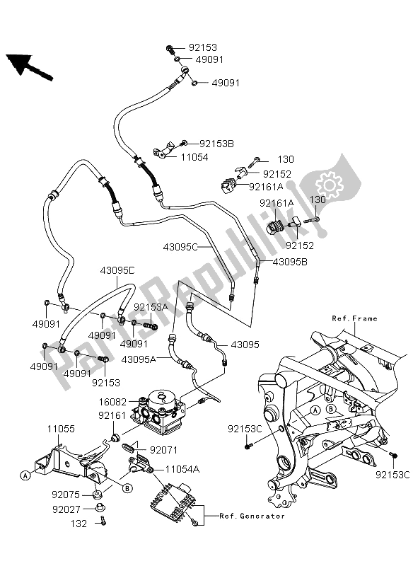 All parts for the Brake Piping of the Kawasaki Versys ABS 650 2012