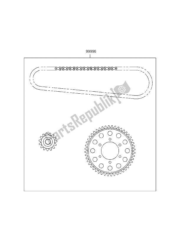 All parts for the Chain Kit of the Kawasaki Ninja ZX 9R 900 1995