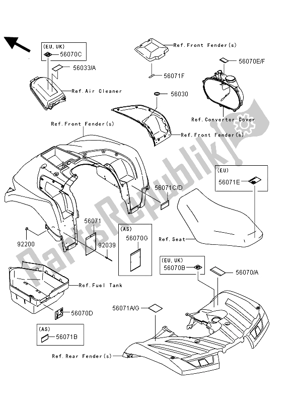 Tutte le parti per il Etichette del Kawasaki KVF 750 4X4 EPS 2012