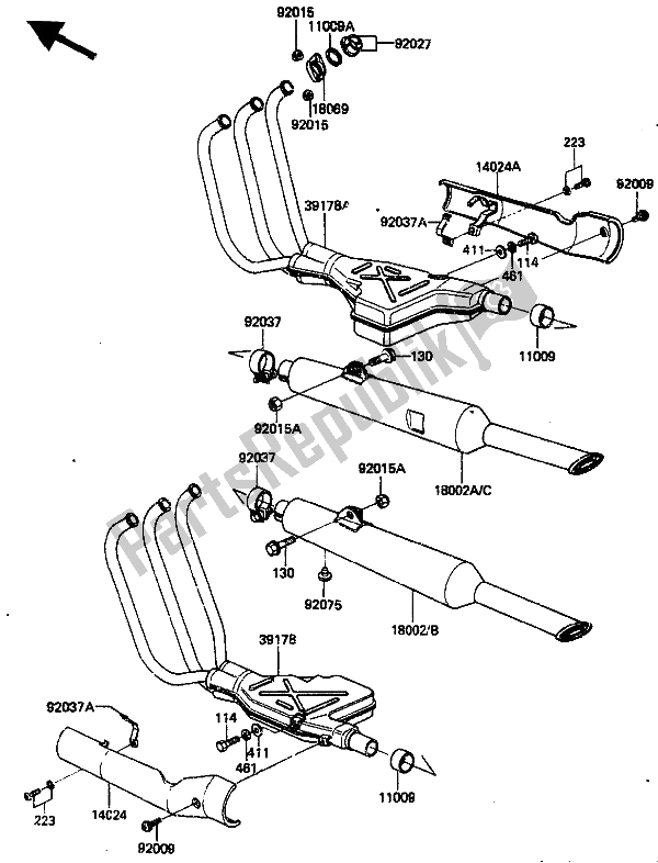 Alle onderdelen voor de Geluiddemper van de Kawasaki ZN 1300 1986