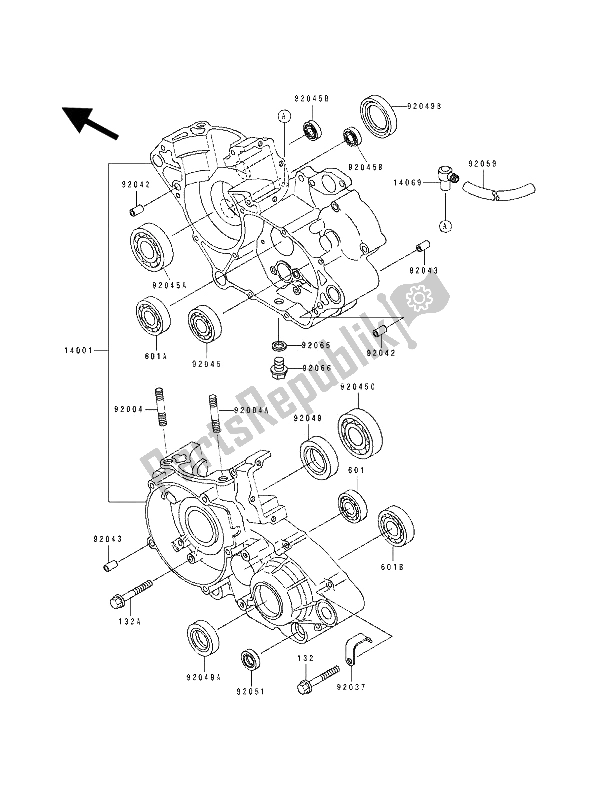 Todas las partes para Caja Del Cigüeñal de Kawasaki KDX 125 1992